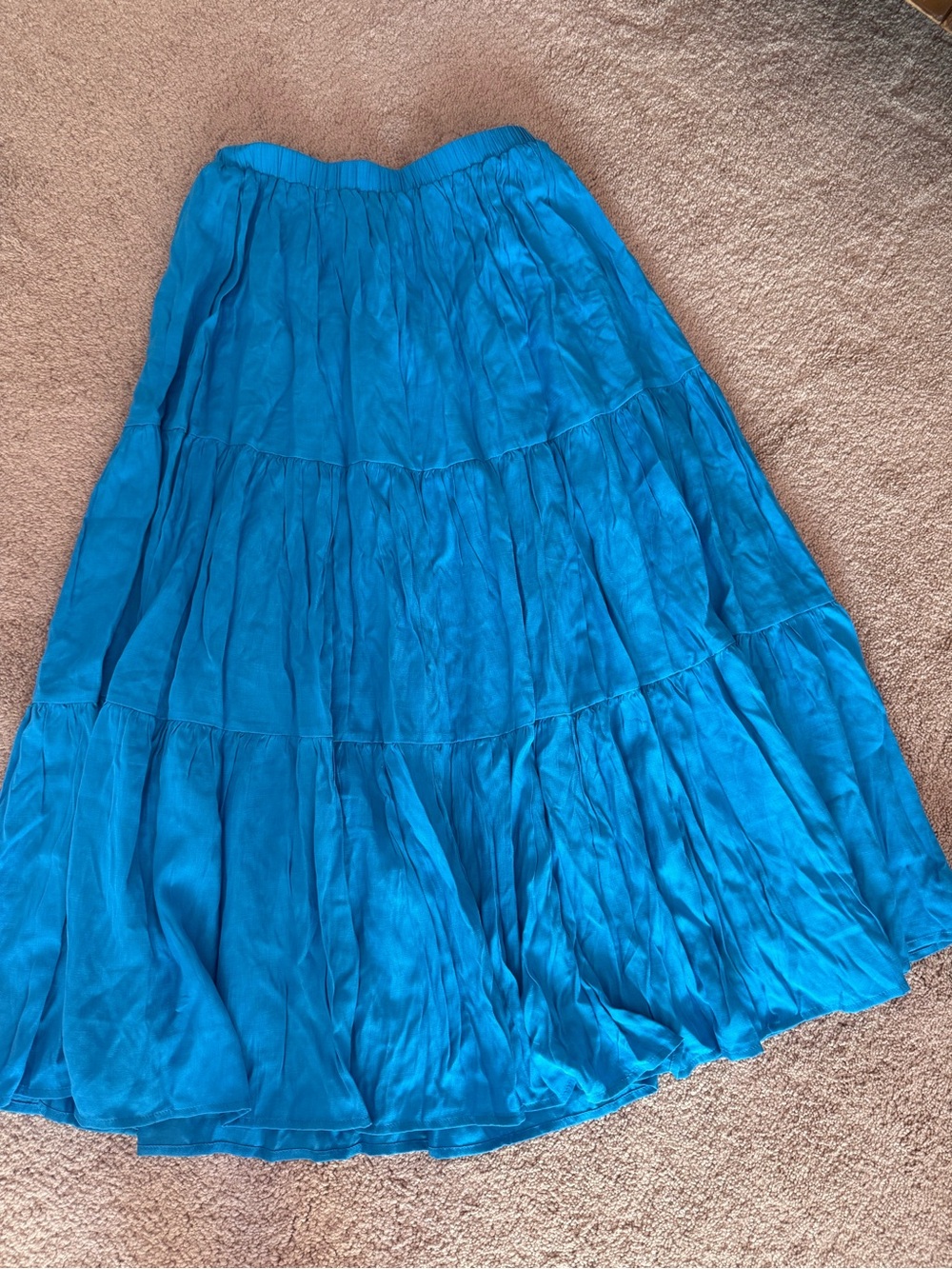 Princess Polly Bright Blue Tiered Maxi Skirt